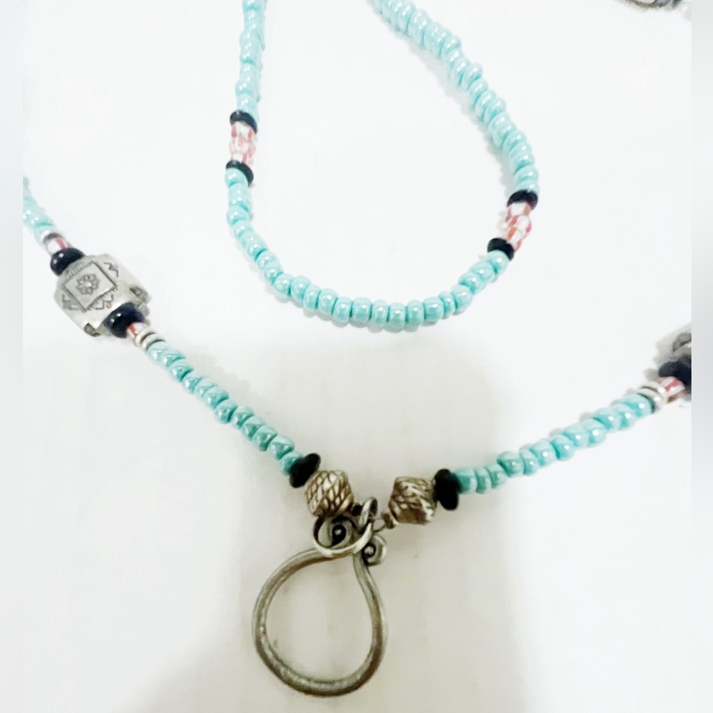 Native American Turquoise Beaded Lanyard Necklace - Picture 4 of 5